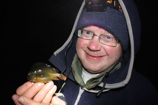 Litt mer normalt bilde av rognkjeksen til Jonas. Monsteret veide 55g. Foto: Andreas Næristorp