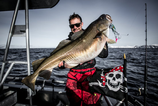 Guide Johan Mikkelsen with a cod on 28kg